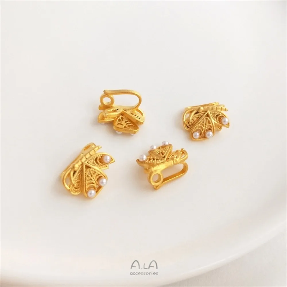 

Sand Gold Strong Color Retention Inlaid Pearl DIY Handmade Beaded Accessories Transfer Beads Flower Ball Pendant Jewelry