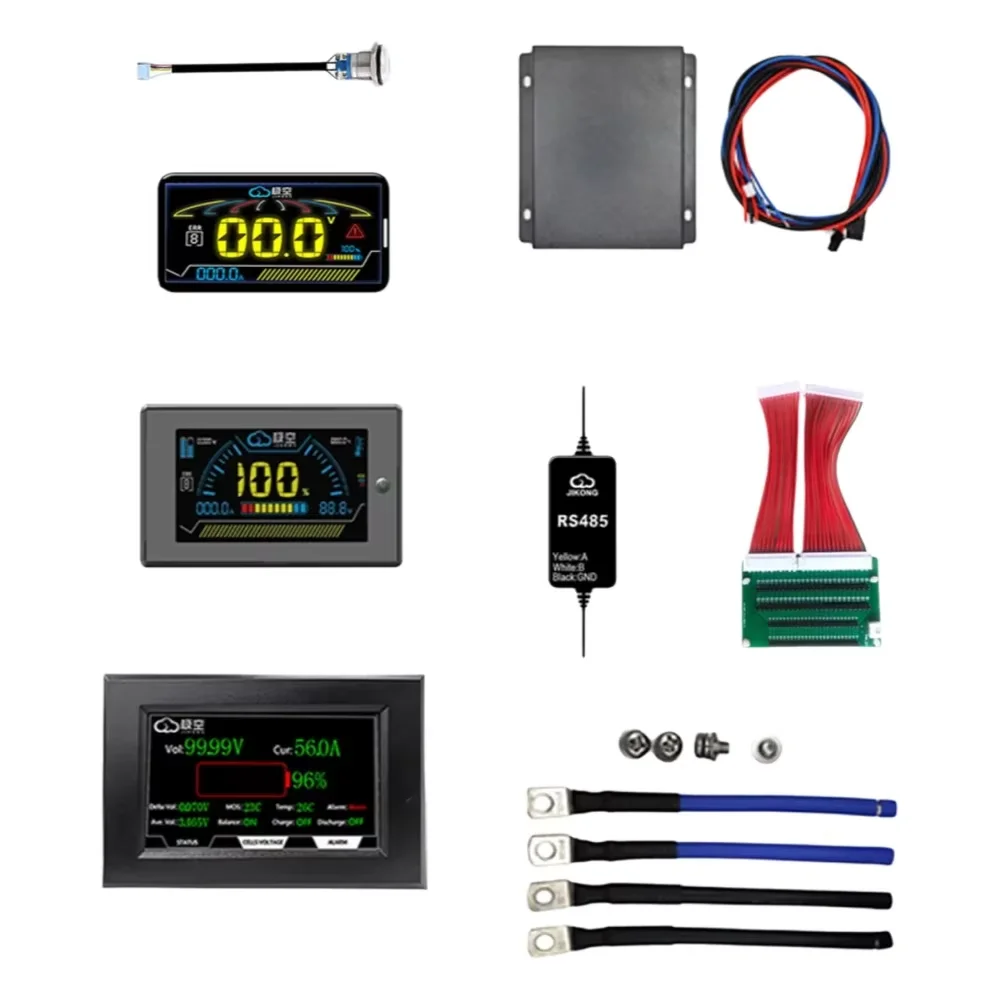 JK BMS Lifepo4 Battery Management System with RS485 Intelligent Display 3.2/4.3 Inch LCD Switch Protection Board Cables Adapter