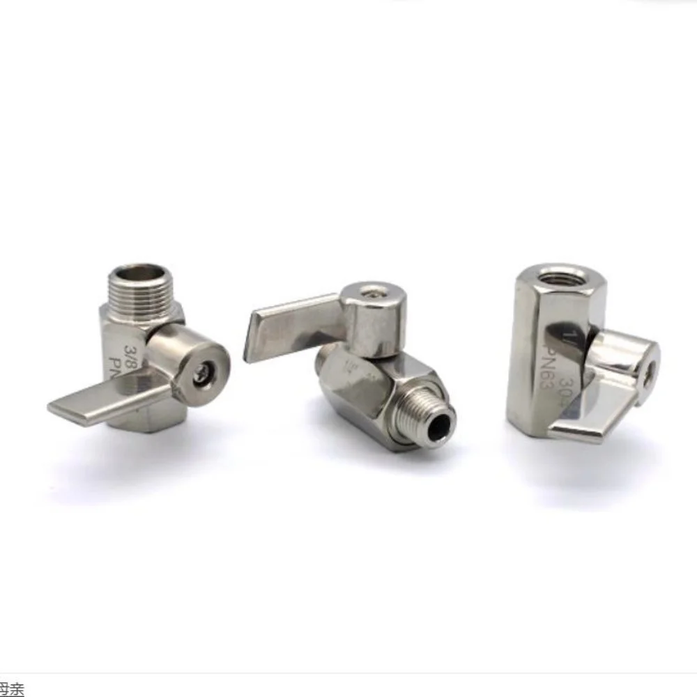 Valvola a sfera a doppia filettatura esterna, valvola a doppia filettatura esterna 1/2/3/4/6 minuti Mini valvola a sfera in acciaio inossidabile 304/316