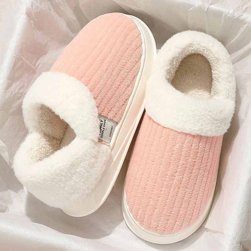 

ZHIDA Fur Slippers For Women Men Winter Furry Shoes Fashion Warm Ankles Plush Slides Cozy Home Indoor Soft Sole Cotton Shoes