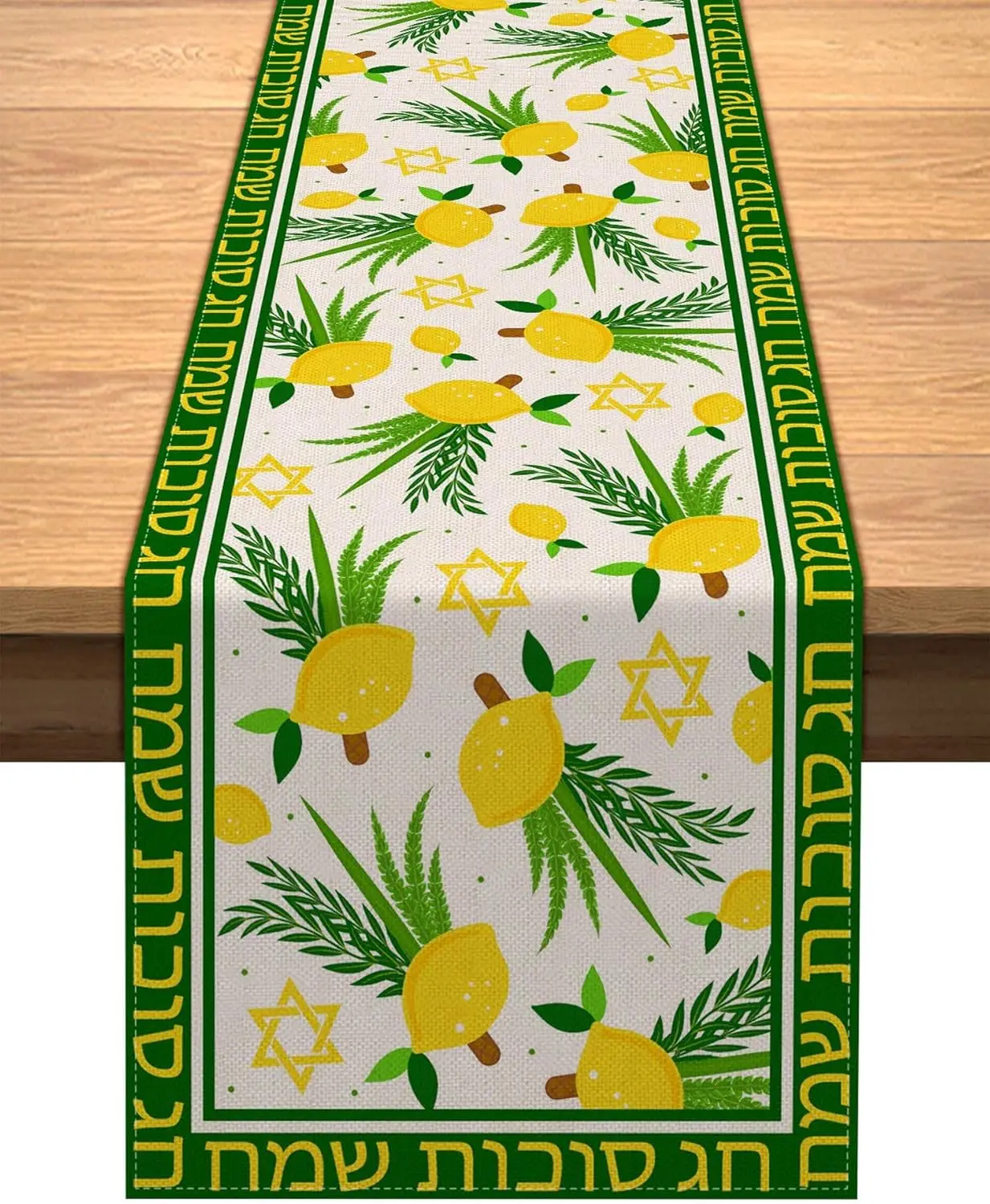 Happy Sukkot Lniane bieżniki na stół Komoda Szalik Dekoracja stołu Sukkah Etrog Lulav Bieżnik na stół Żydowski Festiwal Kuchnia Impreza Dekoracja