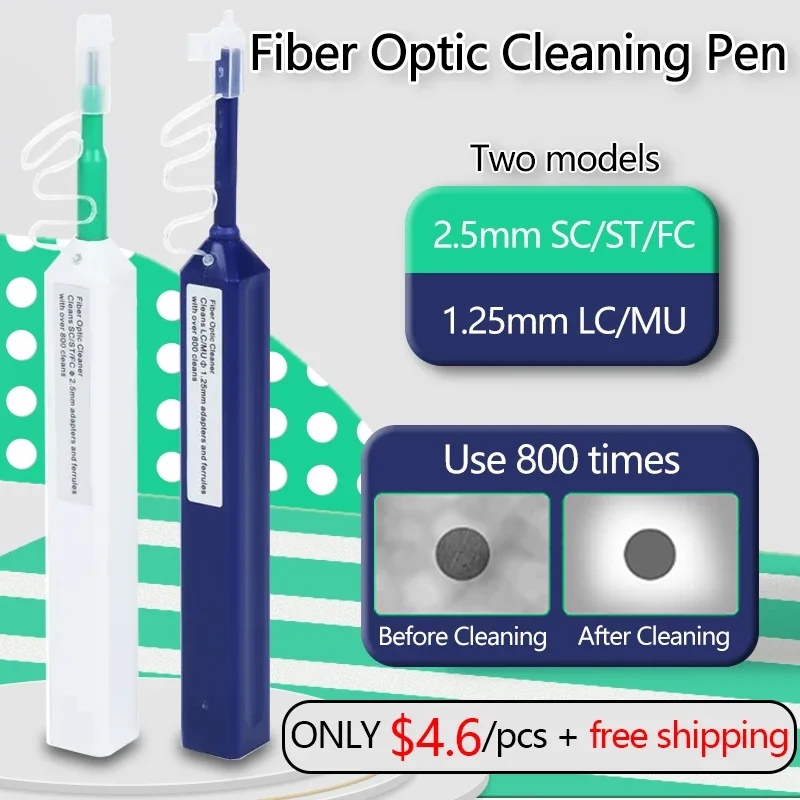 

SC/FC/ST 2.5mm Fiber Optic Cleaning Pen LC/MU 1.25mm One-Click Cleaning Fiber Cleaner Tools Optical Fiber Connector Cleaner