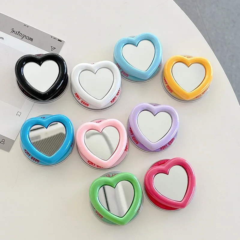 Macaroon Color Love Heart Mirror Magnetic Holder Cute Phone Bracket for iPhone Universal Accessories Finger Holder For Magsafe