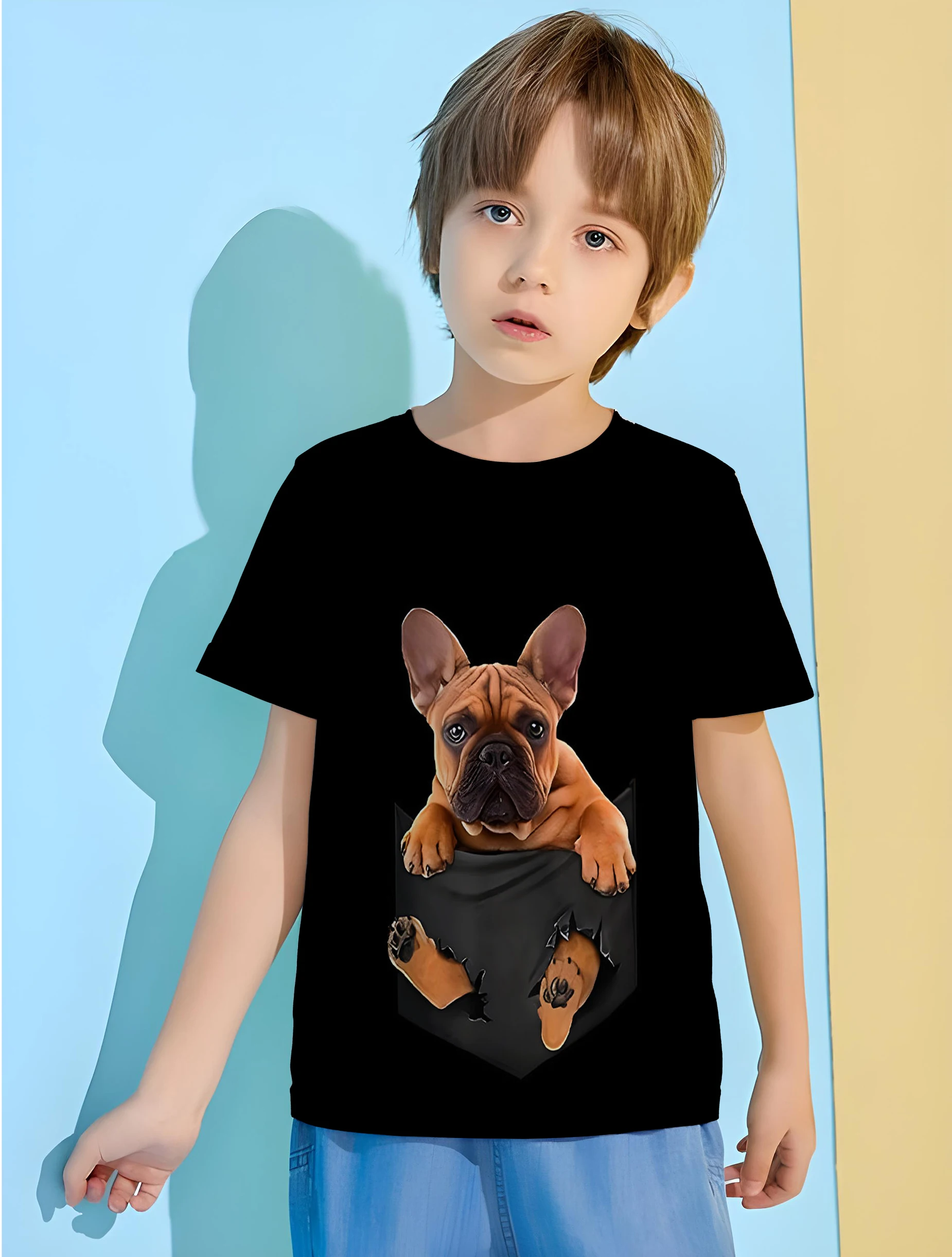 

Animal Dogs 3D Print Children's T-shirt Boy Clothes 8 to 10 Years Male Junior Summer Clothes Short Sleeve T-shirts for Boys Tops
