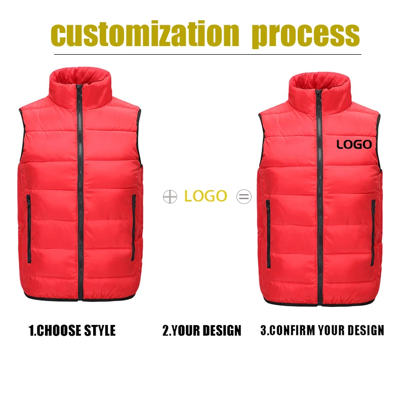 Mens Diy Vest Jacket Print Logo Warm Sleeveless Jackets Male High-Quality Casual Waistcoat Vest Plus Size Custom Brand Clothing