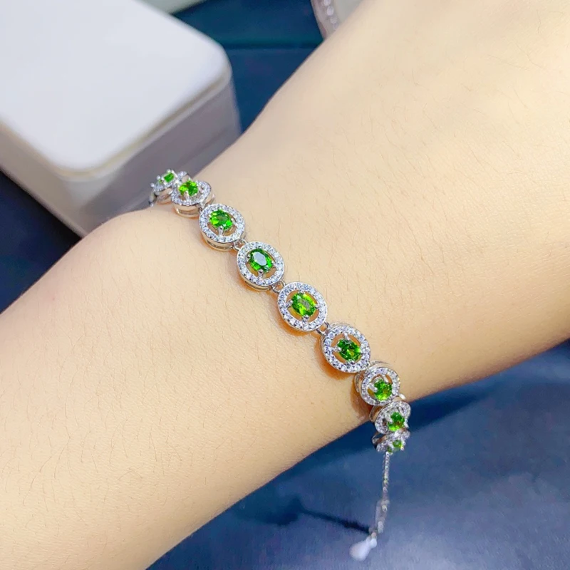 

Natural Diopside Bracelet for women silver 925 jewelry luxury gem stones 18k gold plated free shiping items