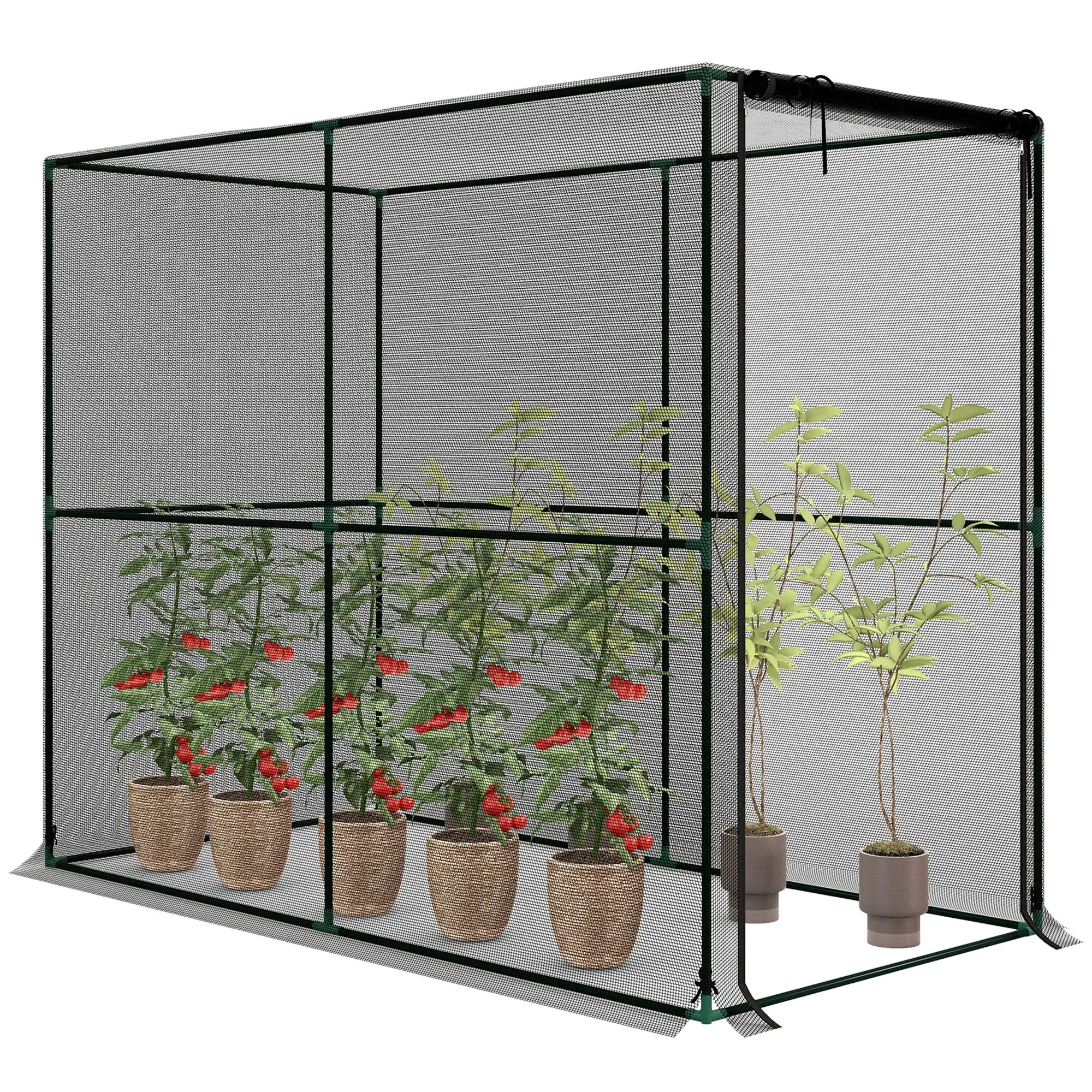 Red de Protección para Plantas con Puerta con Cremallera, Jaula Negra para Frutas, Protección Contra Pájaros, Insectos y Animales Pequeños, Malla de Jardín Resistente