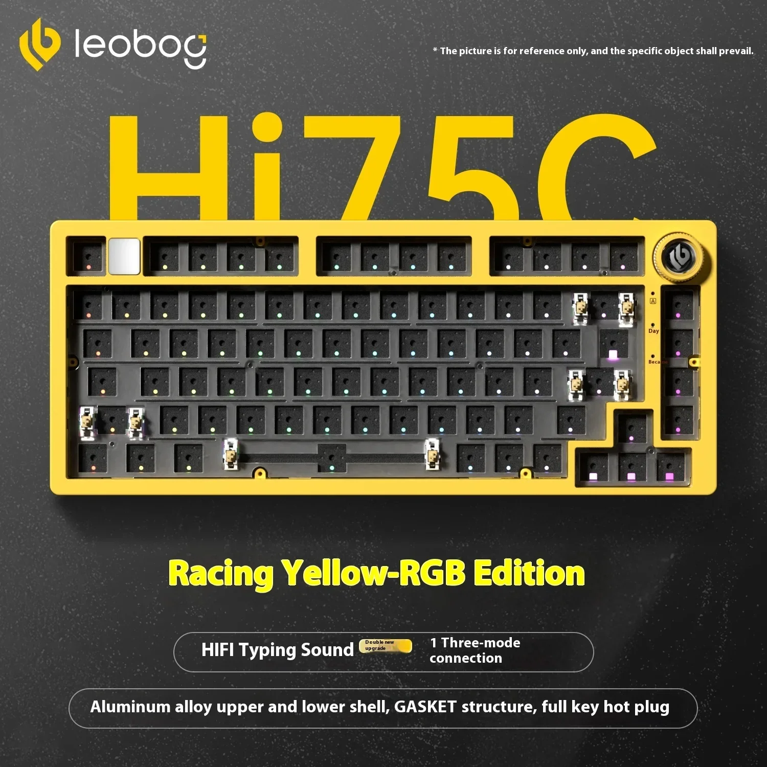 Leobog hi75c teclado mecânico 3 modo/kit com fio troca quente com botão rgb liga de alumínio gaxeta hi75c teclado kit pc presente personalizado