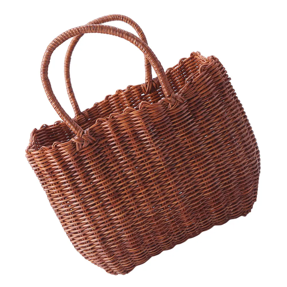 

Premium Plastic Handwoven Baskets Eco Friendly Storage for Kitchen Picnic Fruit Flower Container Tote Basket Durable