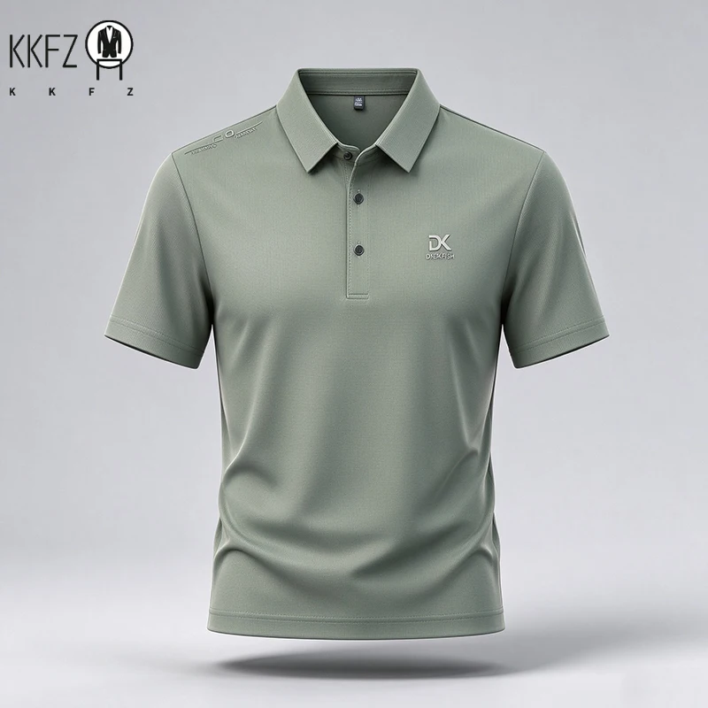 Summer Mens Lapel Embroidered Polo T Shirt Short Sleeve Comfortable Wrinkle Free Top For Business Daily Outfit