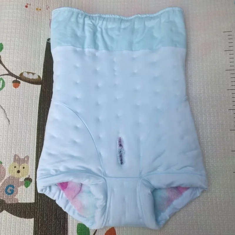 

Мужское сексуальное нижнее белье ручной работы с дырками, синие бархатные хлопковые трусики с высокой талией, толстые пышные теплые трусы для живота, трусики BF