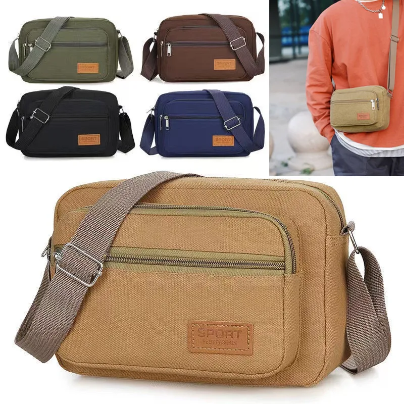 Men Canvas Shoulder Bags Casual Tote Travel Men's Crossbody Bag Luxury Messenger Bags Multi Pocket Bag Handbag canvas bag bolsas