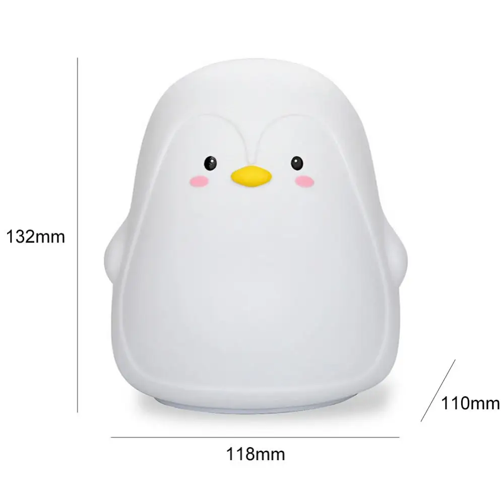 Cartoon Penguin USB Rechargeable Color Changing Pat Night Light Bedside Lamp