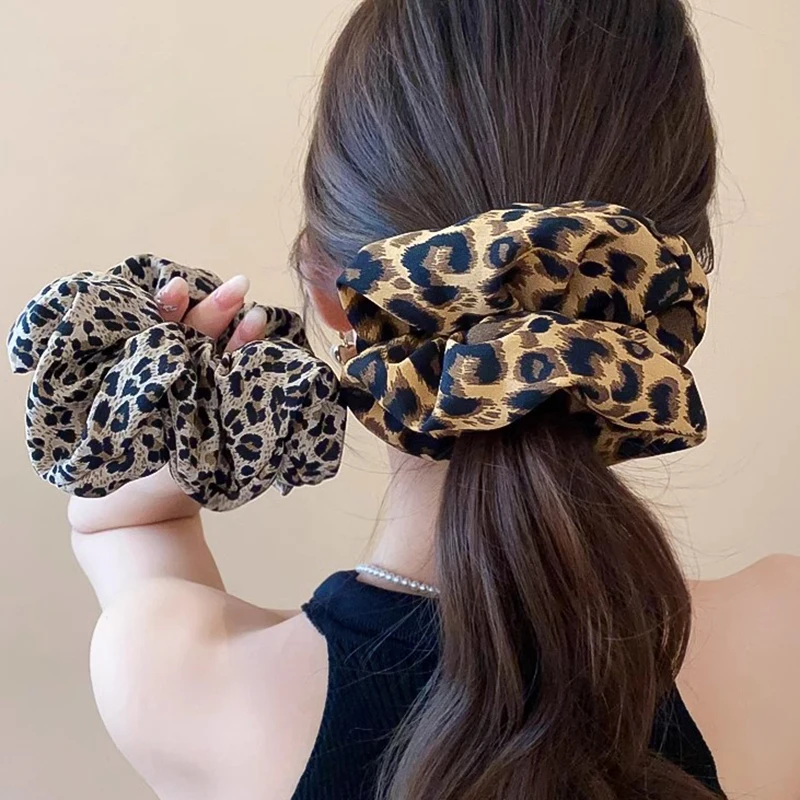 Leopard Print Scrunchies Hair Ties Hair Rope High Elasticity Elastic HairBand Ponytail Holder Elegant Women Hair Accessories