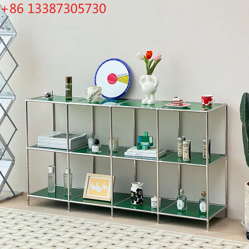 

Металлический стеллаж из нержавеющей стали, модульный шкаф, книжная полка, стеллаж для хранения и демонстрации