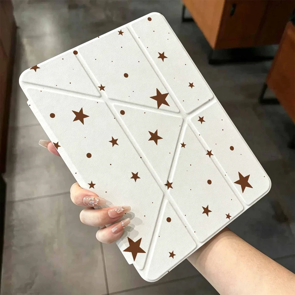 Brown Star Dots For iPad Pro 11 12.9 13 A16 M2 M4 M3 M5 Shell 9.7 10.2 5/6/7/8/9/10/11th Mini Air 3 4 5 6 Cover