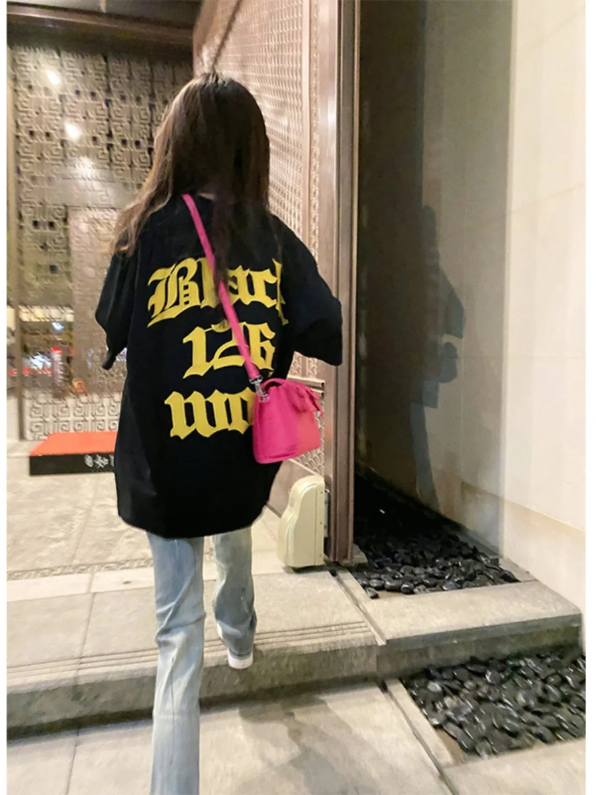 

Street Sle plus Size ort Sve T-irt Women Summer Trendy Design Unique Couple f Sve Top Korean Loose Fit Cotton