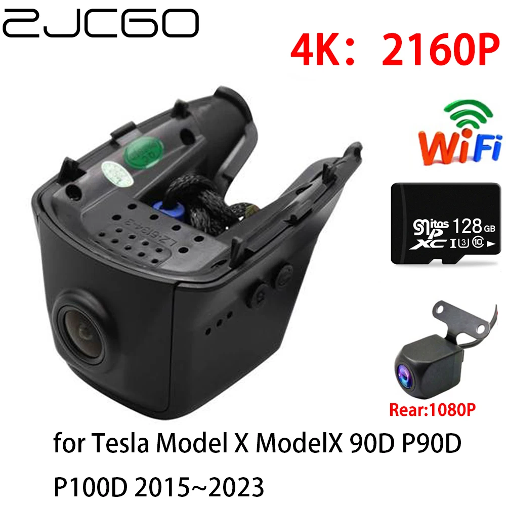 

ZJCGO 4K Car DVR Dash Cam Wifi Front Rear Camera 2 Lens Parking Monitor for Tesla Model X ModelX 90D P90D P100D 2015~2023