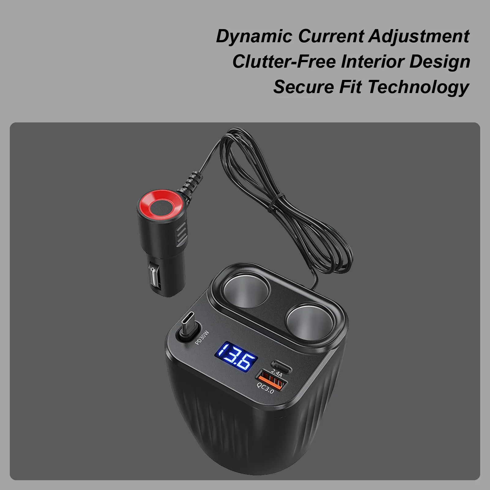 Car Chargers 60W Retractable Cable Anti-Slip Extension 2 Port Charger For Car For Battery Men Women Cell Phone Auto Truck