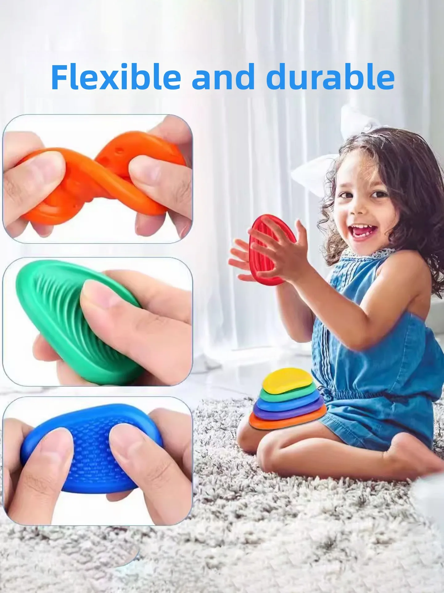 

Сенсорный камень СДВГ Hyperactivi Anxie Relief, силиконовая тактильная доска для пальцев, игрушка для тренировки силы концентрации бобов