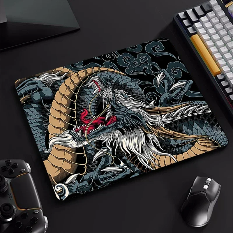 Japanese Dragon Small Gaming Mouse Pad XS Non-slip Rubber Keyboard Mice Mats Desktop Computer and Office Mousepad Anime Gamer