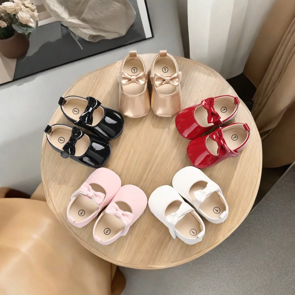 

New Spring And Autumn Newborn Girl's Anti Slip Walking Shoes Beautiful Bow Fashion Princess Shoes For Female Babies