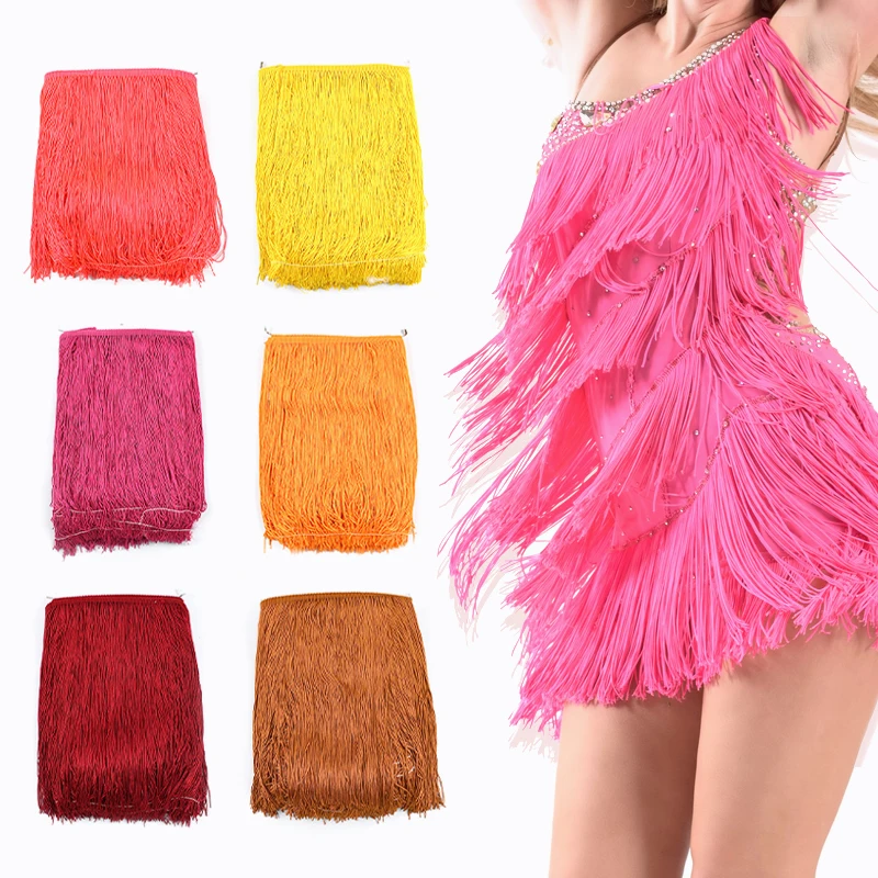 

10M Meetee 30cm Colorful Tassel Fringe for Latin Skirt Tassels Curtains Stage Clothes Lace Trims Decor Ribbon Sewing Accessories