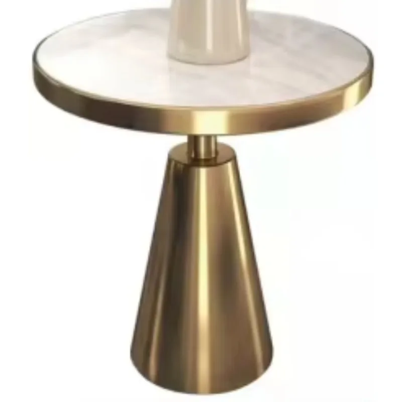 طاولة قهوة صغيرة بتصميم عصري فاخر لغرفة المعيشة باللون الذهبي أثاث منزلي معدني مستدير من الرخام الأبيض طاولة جانبية للأريكة الذهبية #6