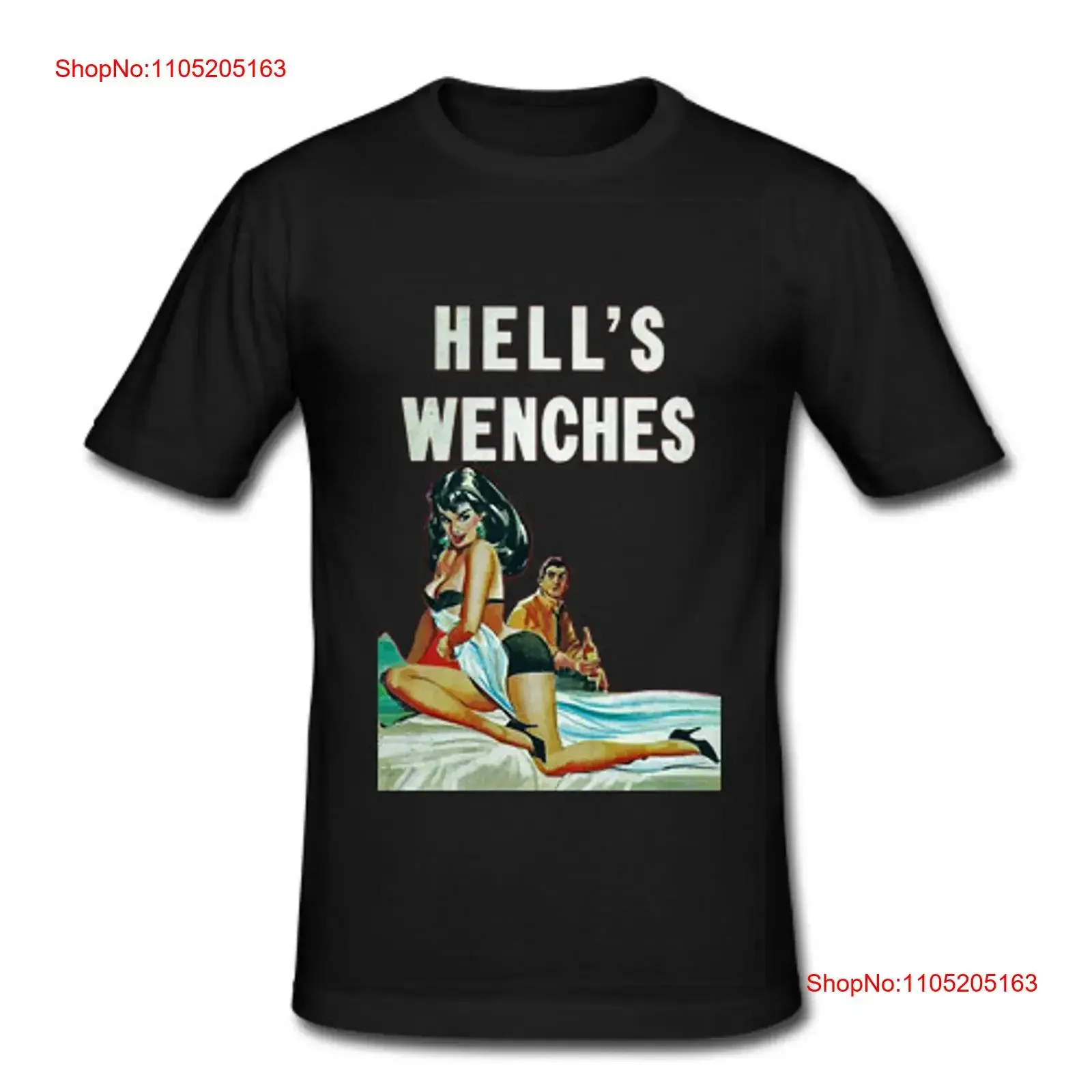 

Мужская футболка в стиле ретро, винтажная футболка Hell's Wenches Kinky Pulp Cover, винтажные свингеры в стиле пин-ап 60-х годов, растянутые, слегка удобно