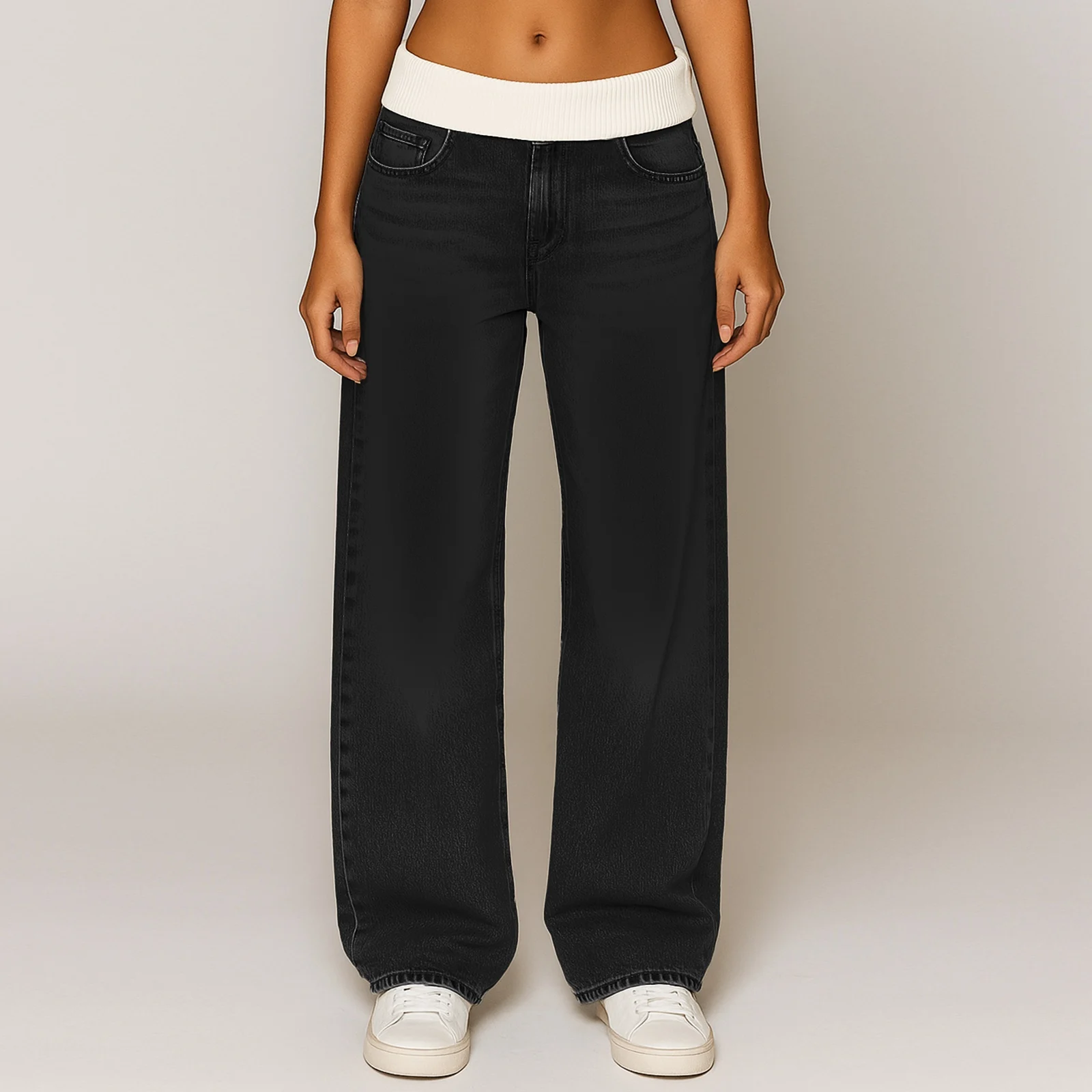 Y2K Hip-hop Nähte Mode Retro Jeans Weiblichen Koreanischen Stil Casual Einfache Ätherisches Breite bein Hosen Lose Overalls für mädchen