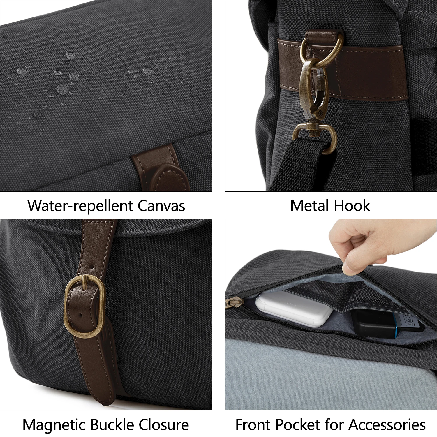 BAGSMART Mini Camera Bag SLR DSLR Canvas High Quality Camera Case Vintage Padded Camera Shoulder Bag with Rain Cover for Women