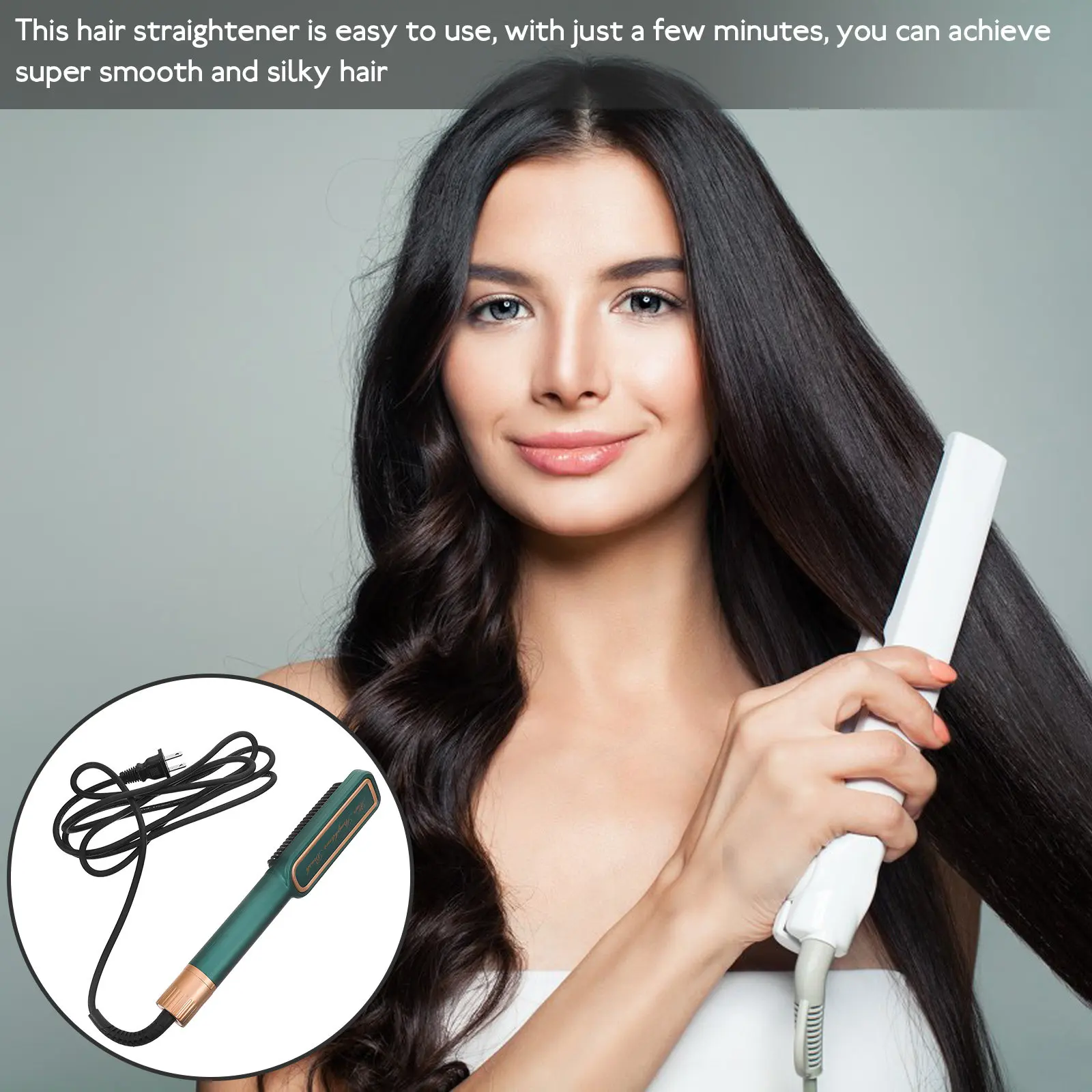 

Hair Straightener Adjustable Temperature Hair Styling Tool Portable Flat Iron for Women Girls Safe Lightweight Electric