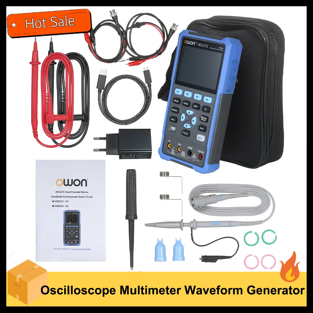 OWON Oscilloscope Multimeter Waveform Generator HDS272S 2CH 70MHz Bandwidth 20000 Counts 3-in-1 Handheld Digital Oscope Meter