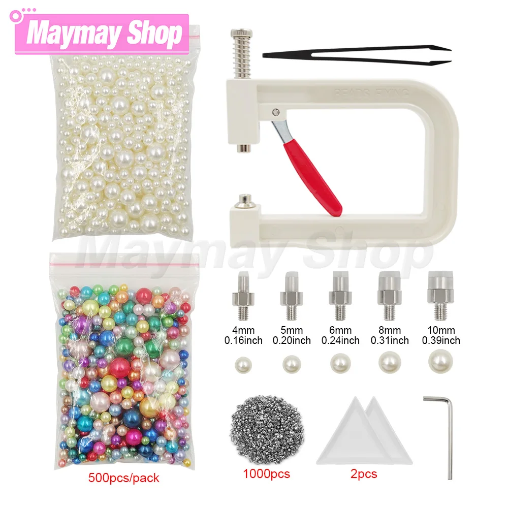 

ABS Acrylic Beads Kit Pearl Setting Machine with Hand Press Beads Tools Set For Decoration Cloth Bag DIY Project Accessories