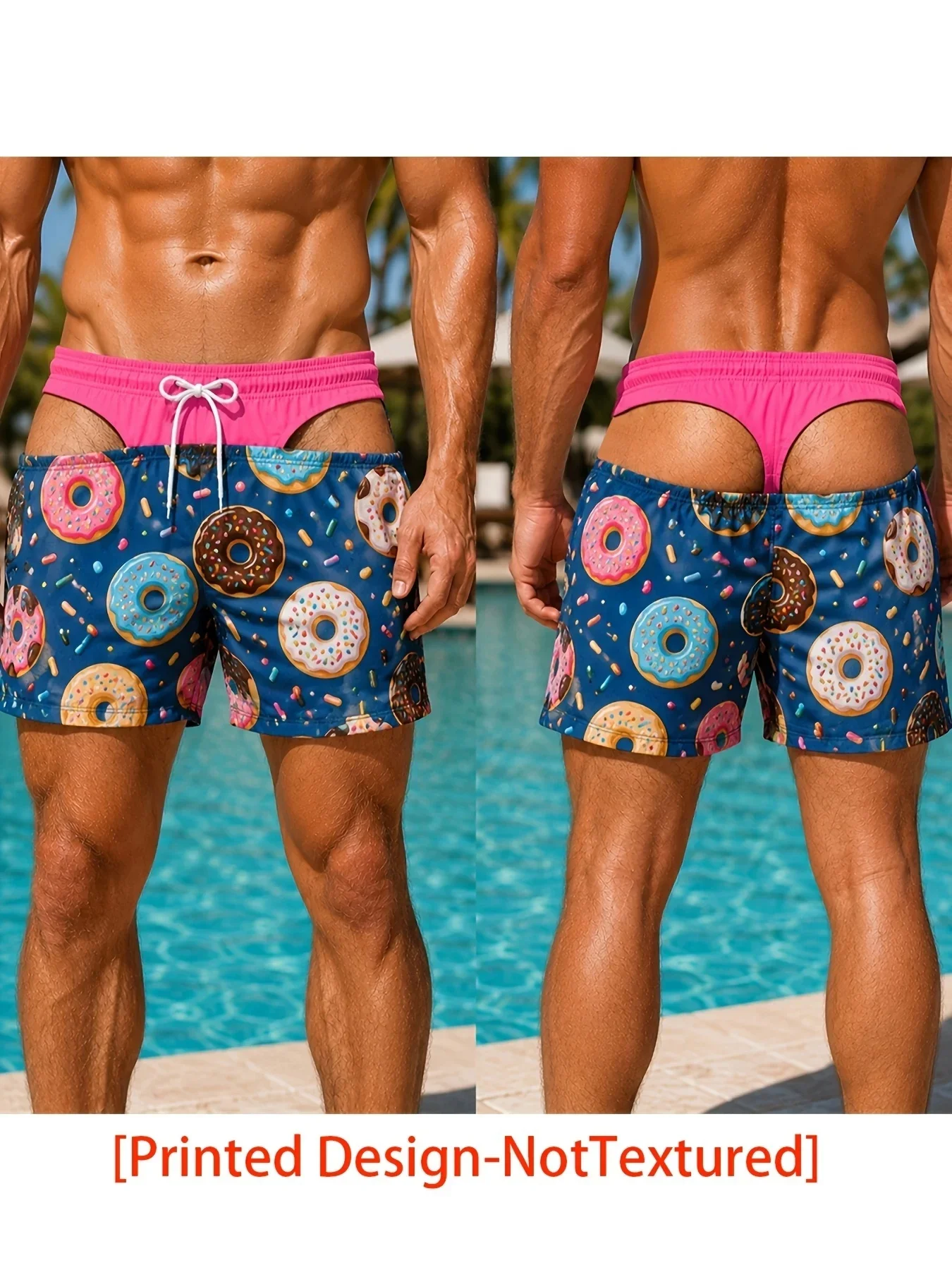 Summer Novelty Prank Swim Shorts Above Knee Ice Cream Flip Flops Graphic 3D Print Boardshorts for Beach Party
