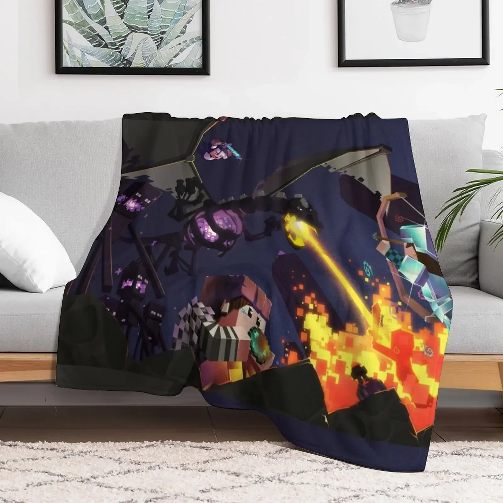 Epic Ender Dragon Battle Throw Blanket Luxury Weighted for sofa Blankets