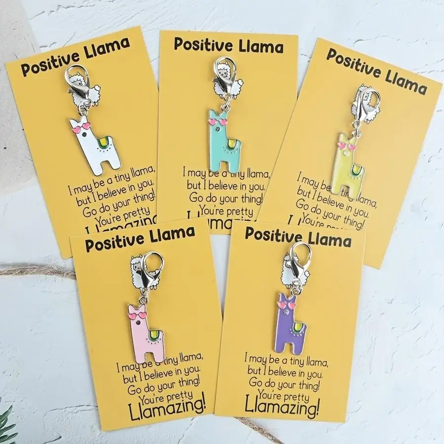 1/5/10/20/50/100pcs of Cute Cartoon Alpaca Keychains, with You Are The Best Positive Encouragement Alpaca Greeting Cards, Car Ke