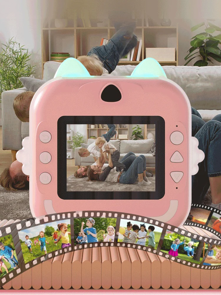 4 in 1 귀여운 디지털 카메라 USB 충전식 미니 즉석 인쇄 카메라 무잉크 HD 사진 인쇄 카메라 크리스마스 생일 선물