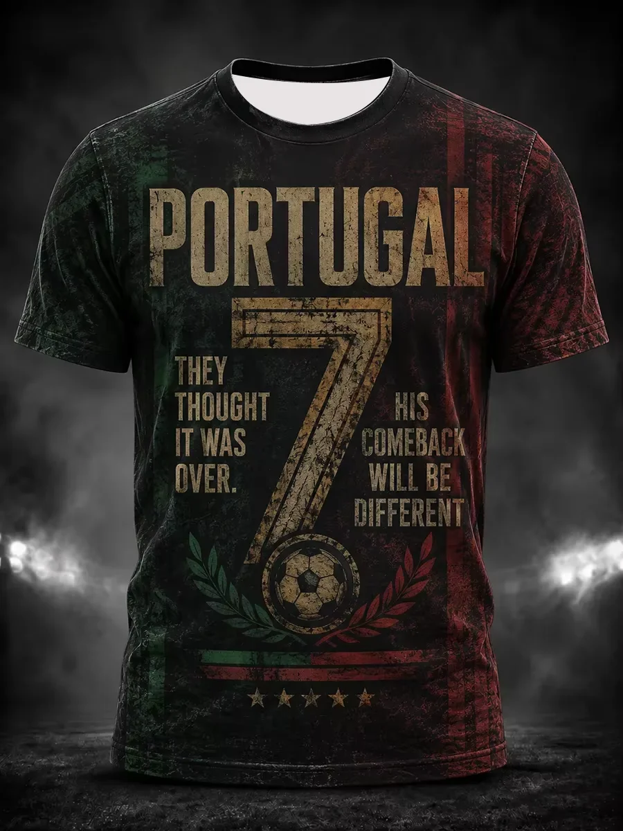 2026-27 Edition Portuguese Football Training T-Shirt - 3D Digital Printing - Comfortable and Breathable - Family Clothing Y2k
