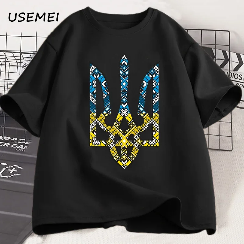 

Ukraine Emblem Printed T-shirt Men Women O-Neck Casual Tops Tees Ukrainian Trident Gift T Shirt Tshirt Clothing Streetwear Top