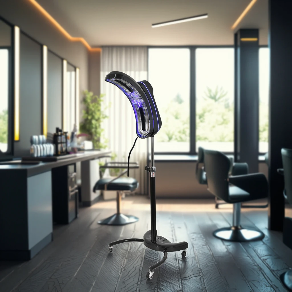 Multi-Purpose LED Light Hair Styling Tool Standing Hair Dryer With Rollerball & Color Processor In-Salon Hair Styling Machine