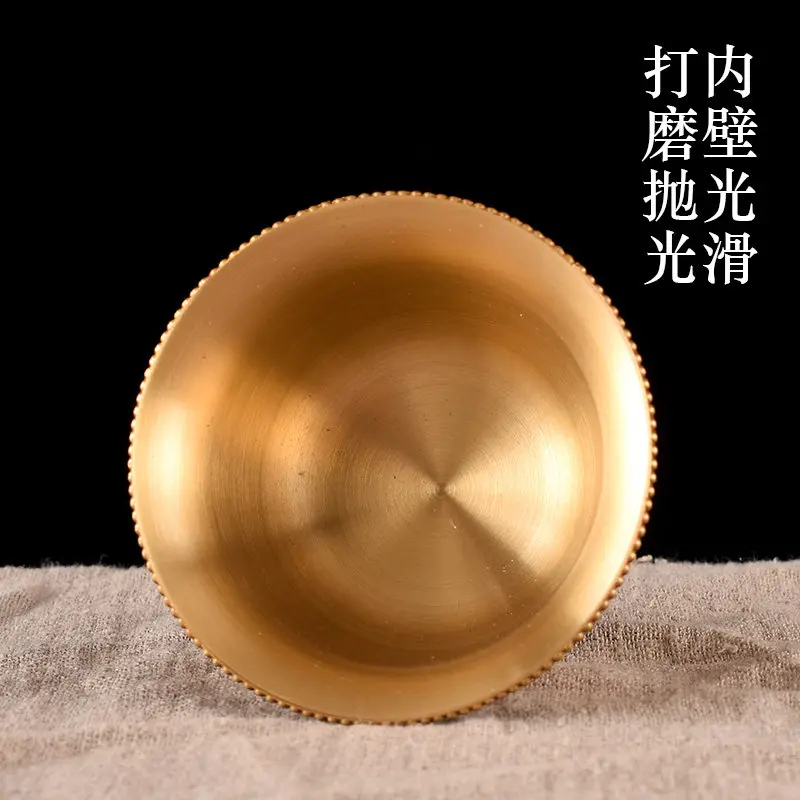 Eight Auspicious Offering Water Tibetan Bowl Buddhism Front Decoration Tibet Pure Copper Holy Grail Cup Buddha Worship