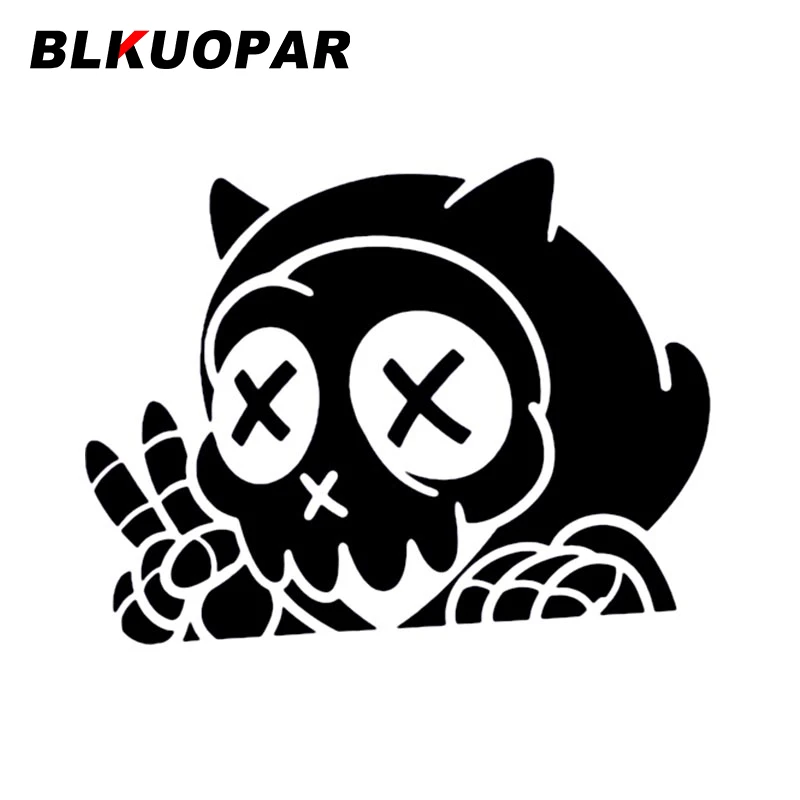 BLKUOPAR For Skull White Amusing Car Stickers Creative Die-cut Decal Occlusion Scratch Personality Decoration Car Accessories