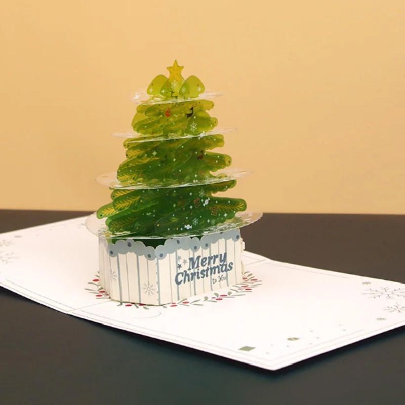 

2Pcs Christmas Tree Greeting Cards Christmas Gifts 3D Pop-Up Cards Creative and Exquisite Gifts Includes Envelopes