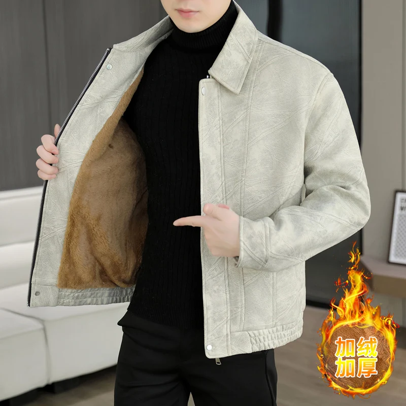 

Зимняя мужская толстая шерстяная куртка 2025 года, модное повседневное деловое шерстяное пальто, ветрозащитные теплые деловые социальные куртки, мужская одежда