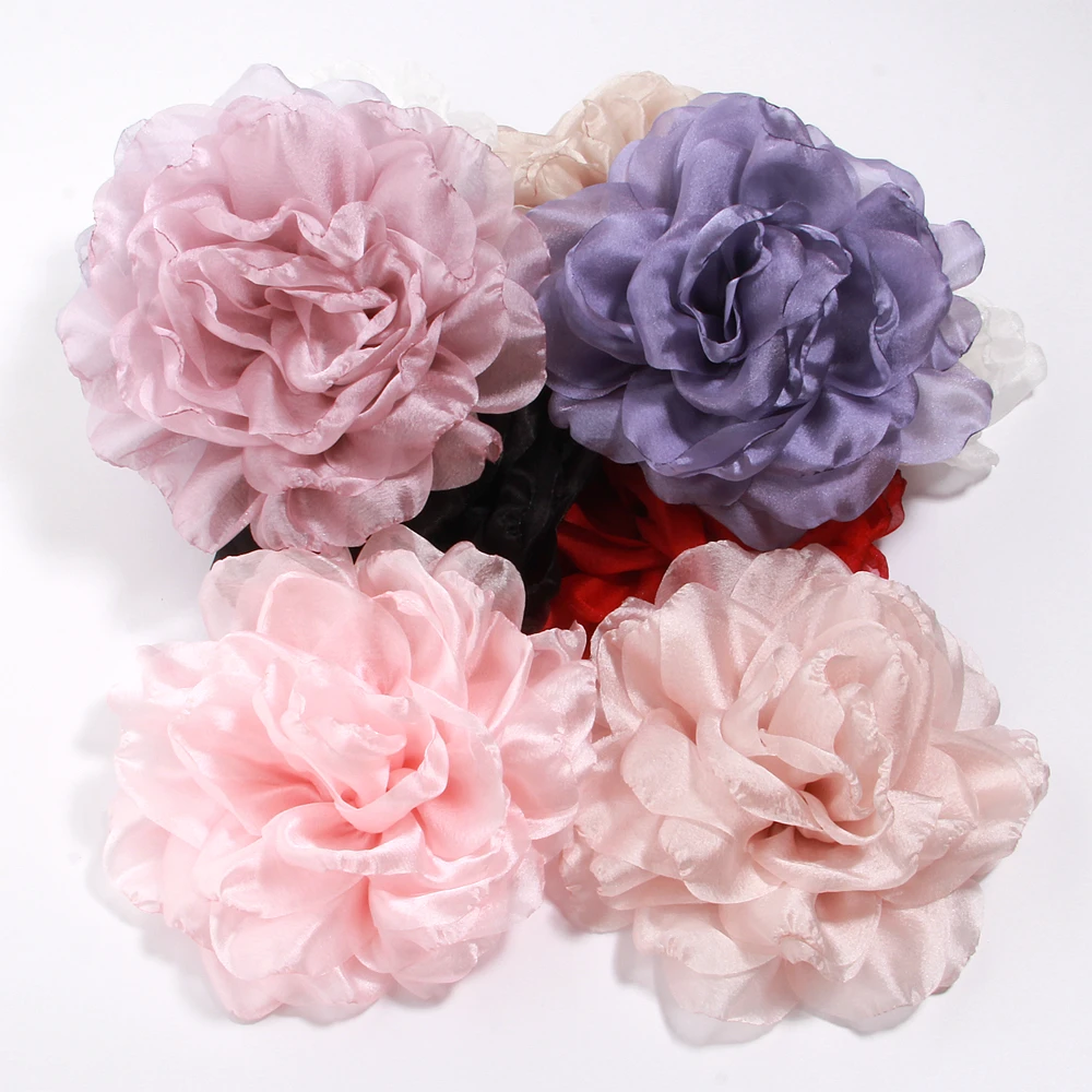 6.1inch High Quality Soft Organza Stereoscopic Burnt Rose Artificial Flowers DIY Handmade Brooch Clothing Accessories DM868