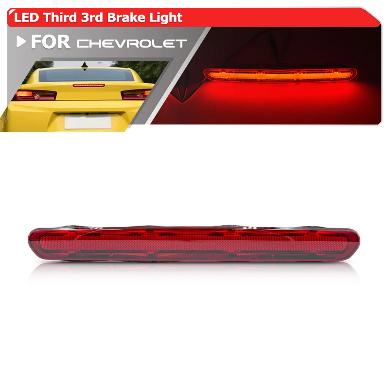 

For Chevrolet Chevy Camaro Gen6 Coupe/Convertible 2016-2022 F1 Style Led Strobe Third 3rd Brake Light Rear Tail Warning Lamp