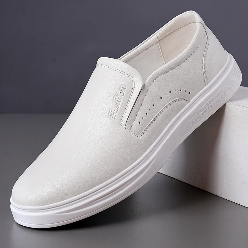 Men's Fashionable All-Match Slip-On Shoes Comfortable Soft-Soled Anti-Slip Leather Footwear-2668