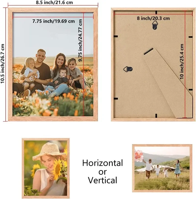 

High quality 8x10 Set of 6 Oak Wood Picture Frame Solid Wooden Photo Frame Natural Wood Color Frames with Real Glass