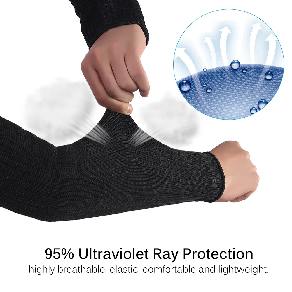 Long Gloves Protective Cover 5-level Anti-cut Burn-resistant Steel Wire Armband New Thin Front Thick back for Travel Camping